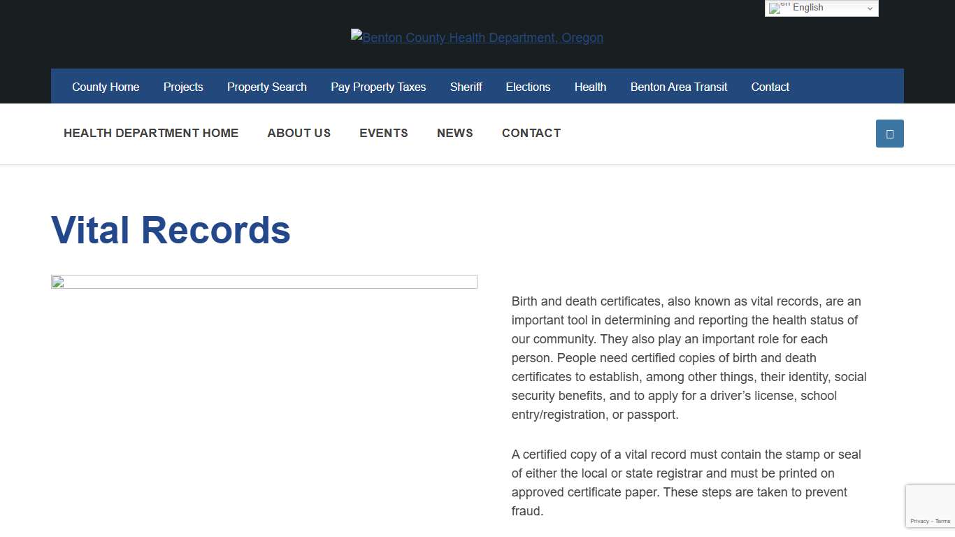 Vital Records - Benton County Health Department, Oregon